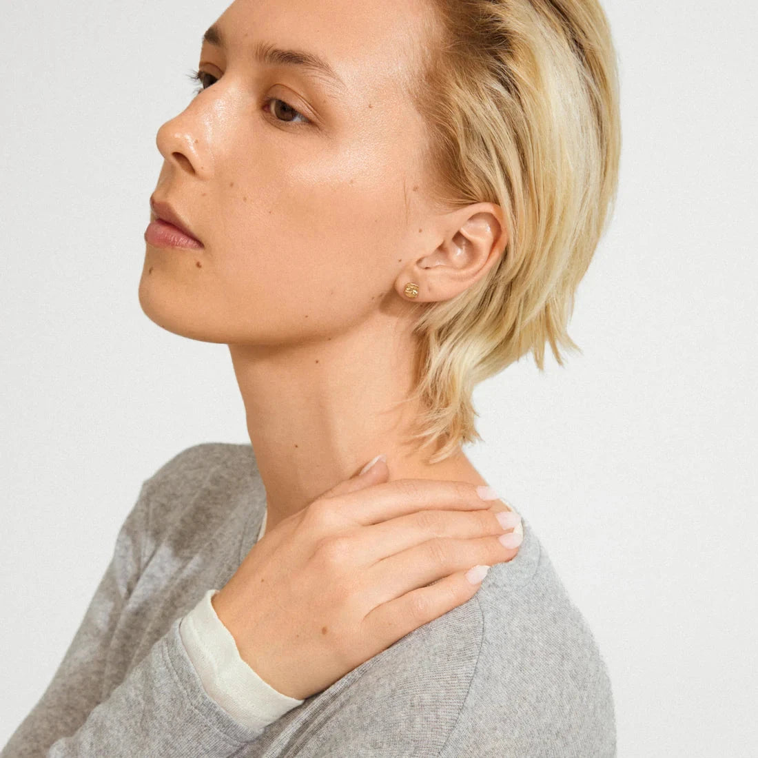 square gold earrings, gold plated stud jewelry