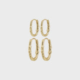 SENSE GOLD HOOP SET, PILGRIM, gold hoop earring set, textured gold hoops, layered hoop earrings, small and medium gold hoops 