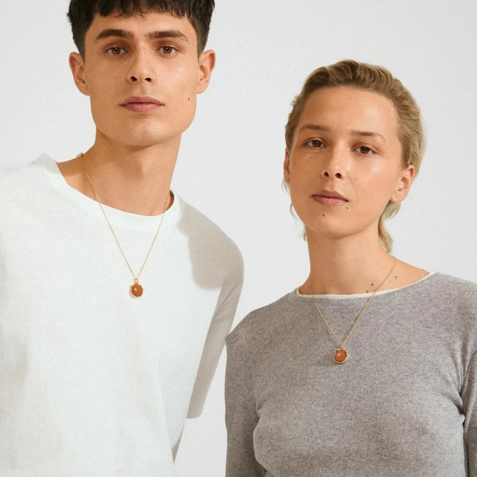 natural agate necklace, elegant gold chain, earthy gemstone jewelry, statement red necklace