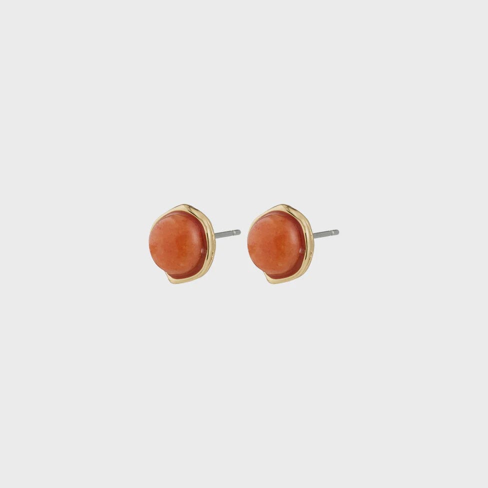 RED AGATE STUDS, PILGRIM, red agate earrings, gemstone stud earrings, gold red stone studs, minimalist gemstone jewelry 