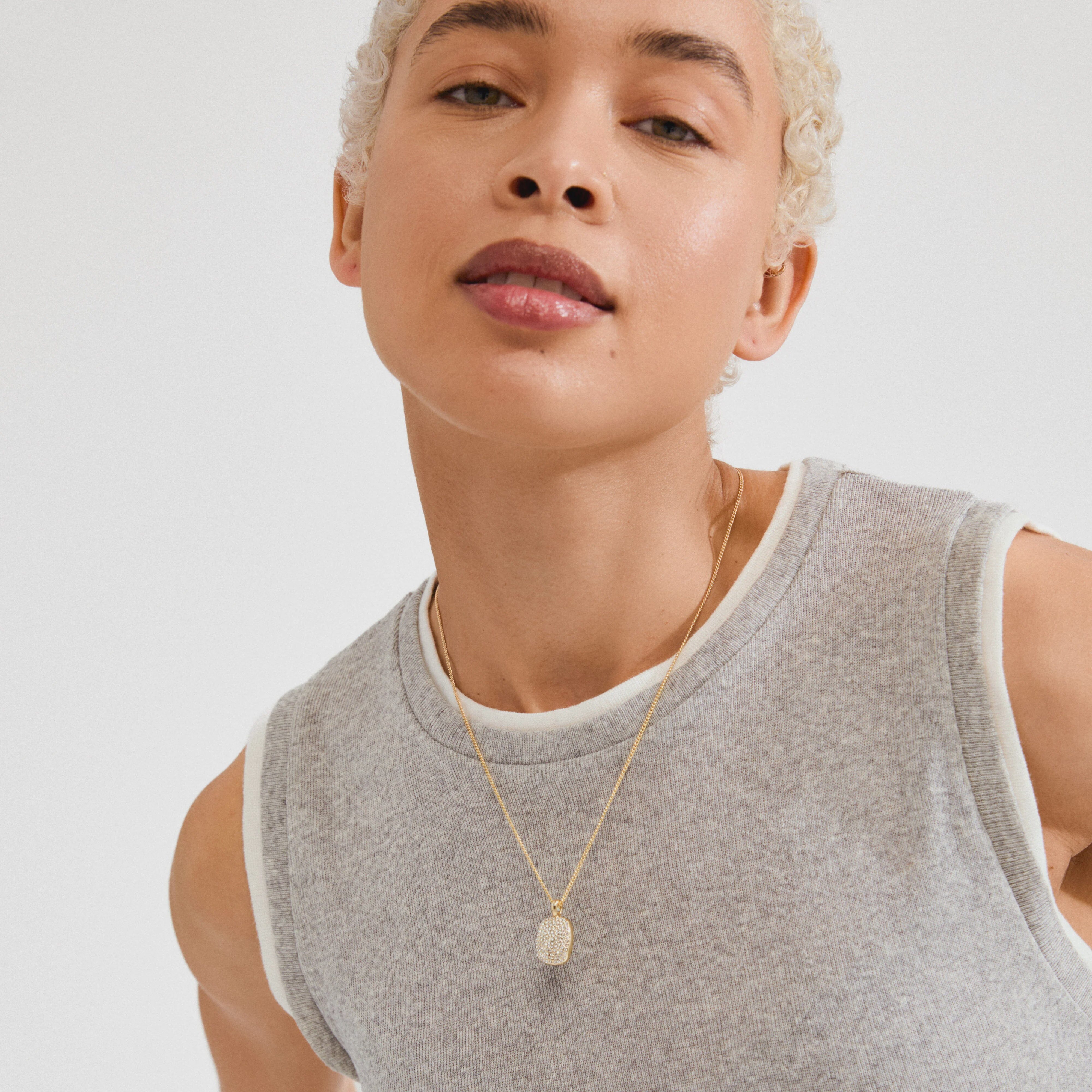 gold plated crystal pendant necklace, crystal pendant necklace women, recycled gold plated necklace, pavé crystal gold necklace