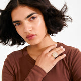 premium gold plated jewelry, gold evening statement ring, crystal dome ring women, sustainable gold plated ring, glamorous gold ring women