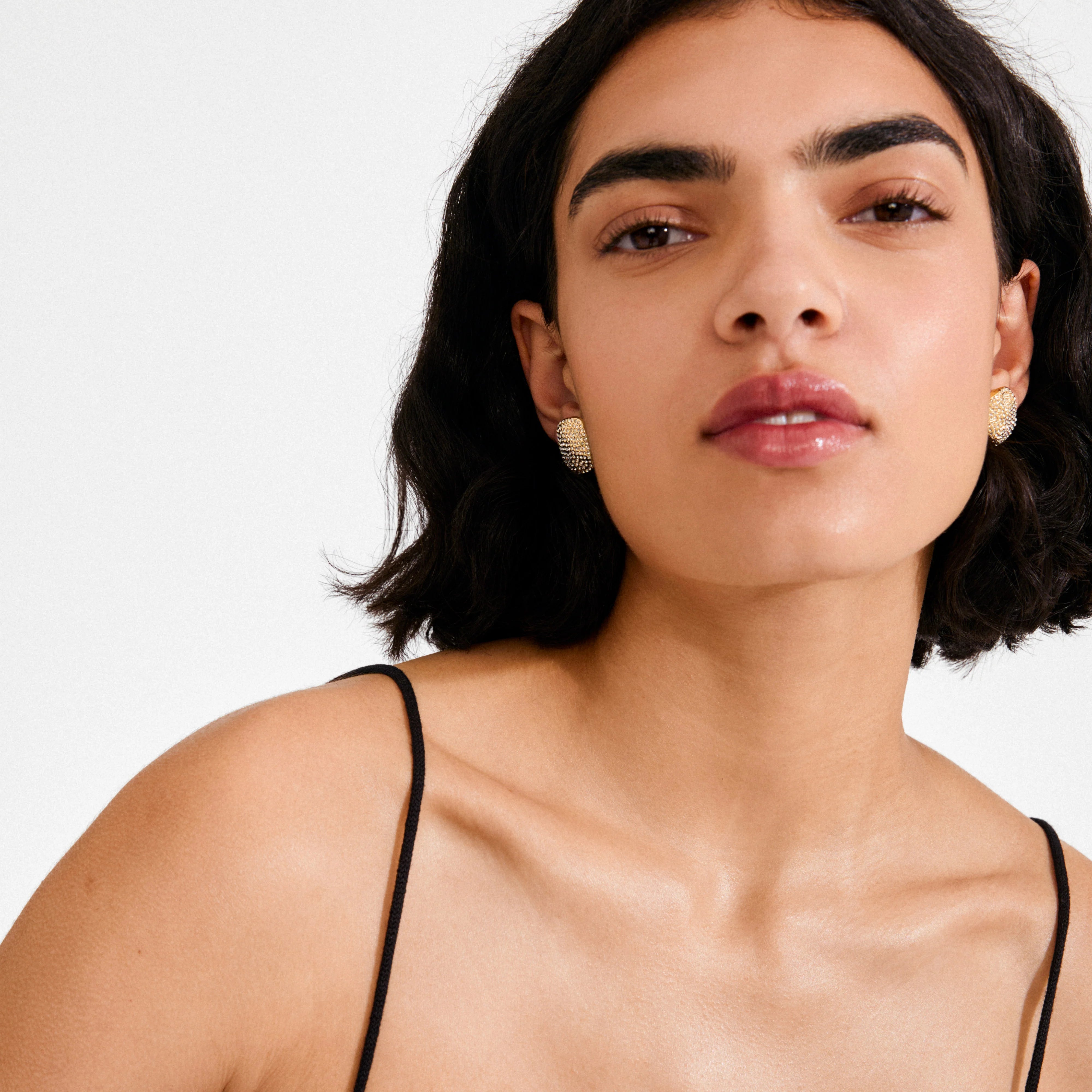 women crystal jewelry studs, elegant gold plated earrings, gold evening stud earrings, everyday crystal stud earrings