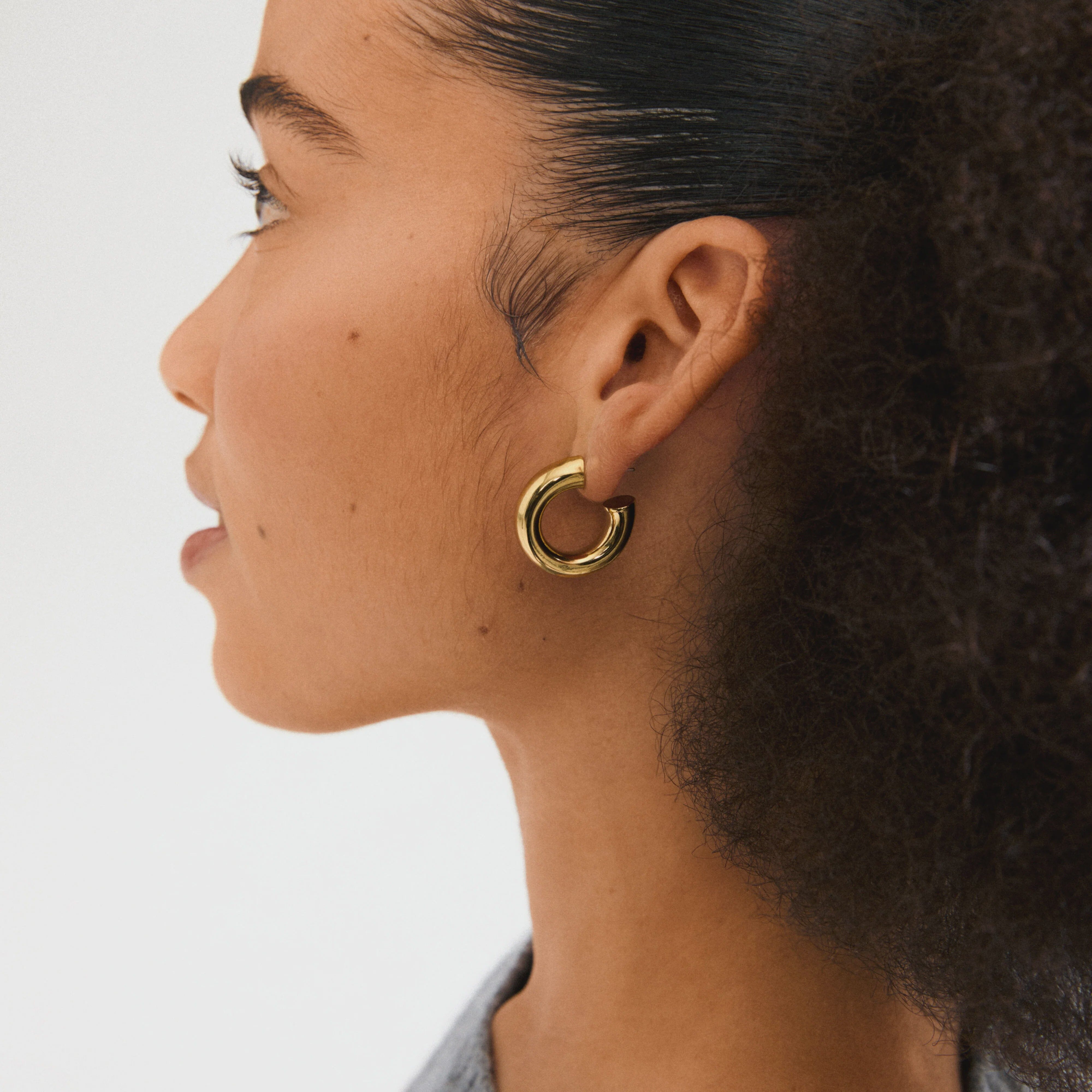 LARGE PHASE GOLD HOOPS, PILGRIM, Large gold hoop earrings, chunky gold hoops 