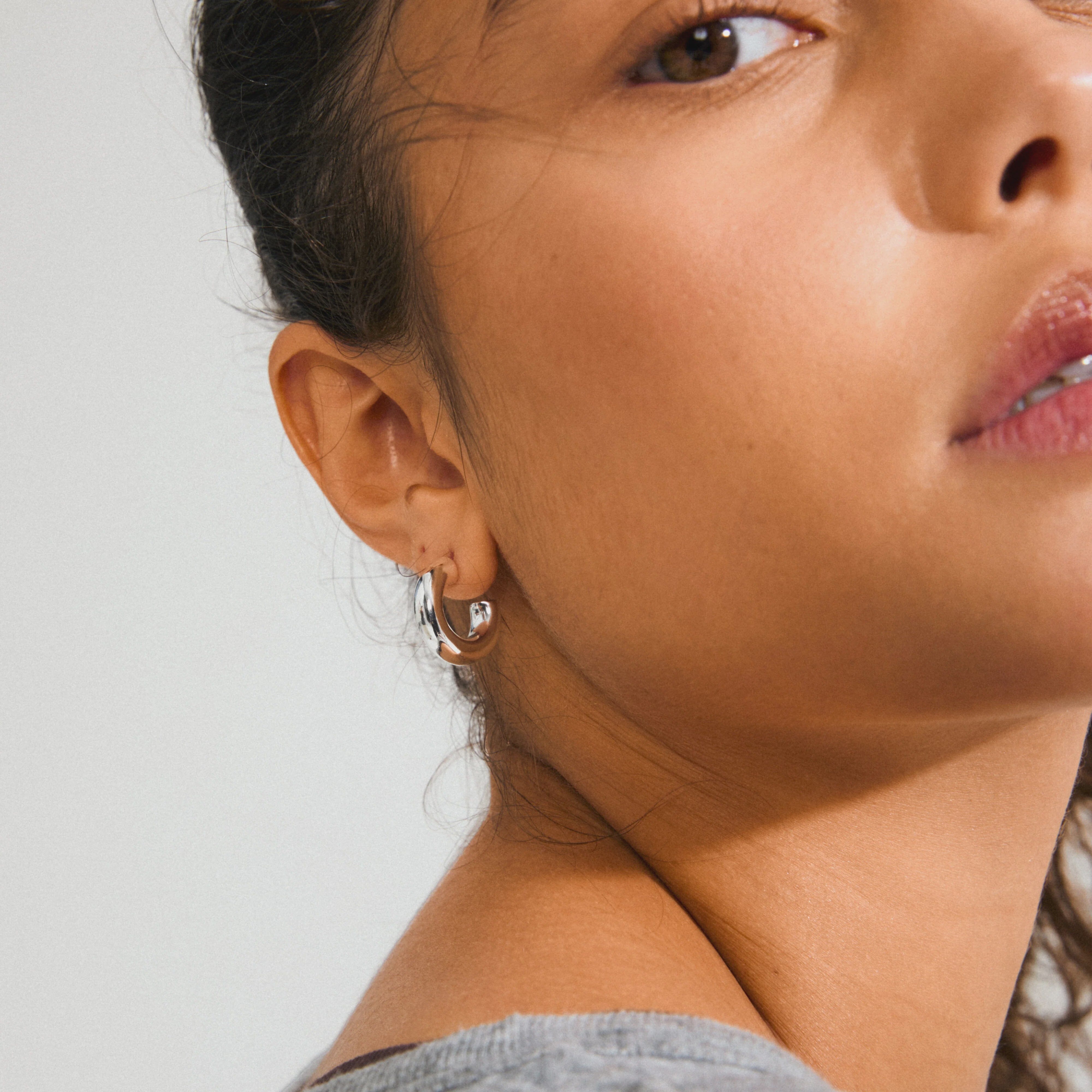 LARGE PHASE SILVER HOOPS, PILGRIM, large silver hoop earrings, chunky silver hoops 