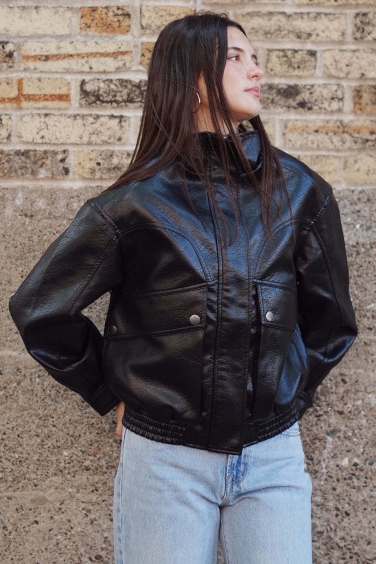 Fulton Faux Leather Bomber