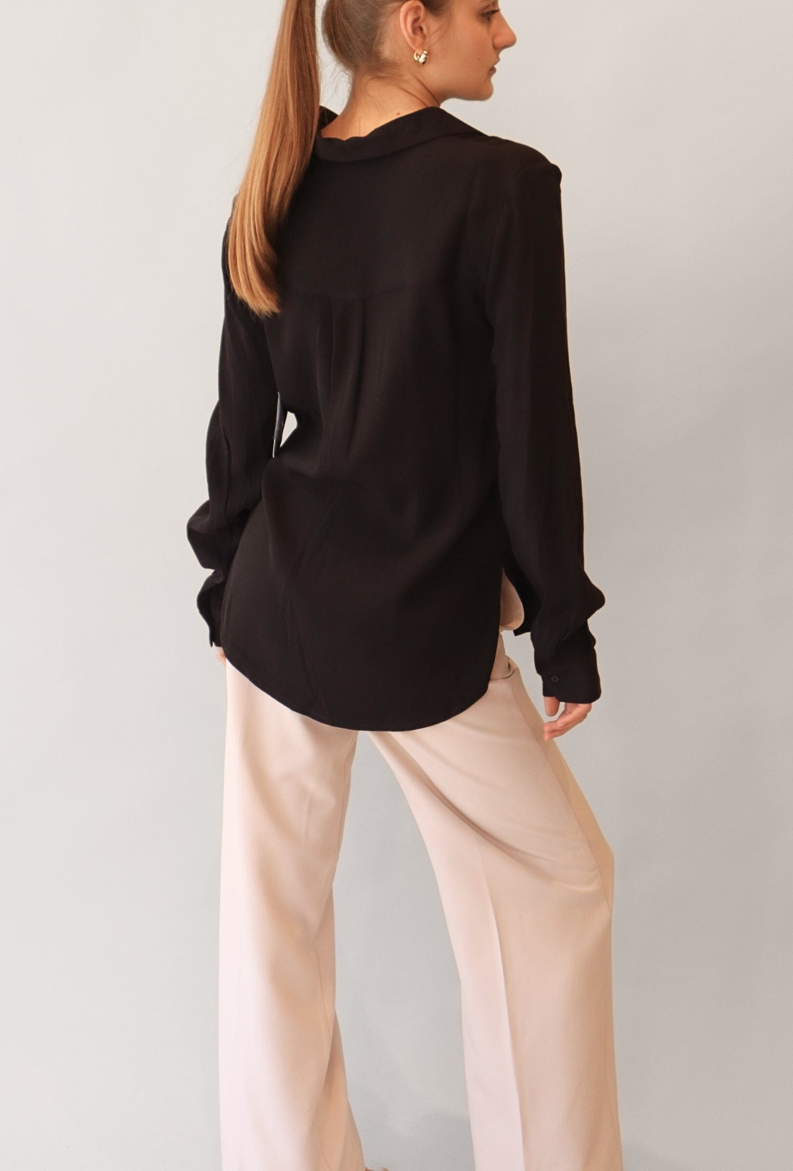 BLACK CREPE BLOUSE Top RD STYLE 