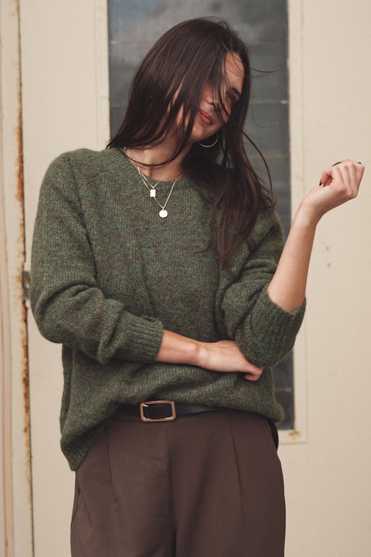 The Just-Right Crewneck Sweater- Green