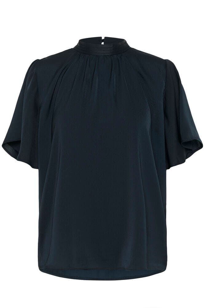 black flutter sleeve blouse, flutter sleeve top women