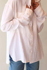 WHITE GAUZE LONG SLEEVE BUTTON DOWN Top RD STYLE 