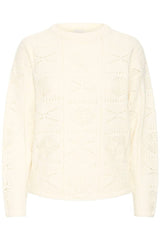 CLOUD DANCER LIGHT KNIT SWEATER, ICHI, light knit sweater women, cloud dancer sweater women, white knit sweater women, lightweight sweater women, everyday knit sweater