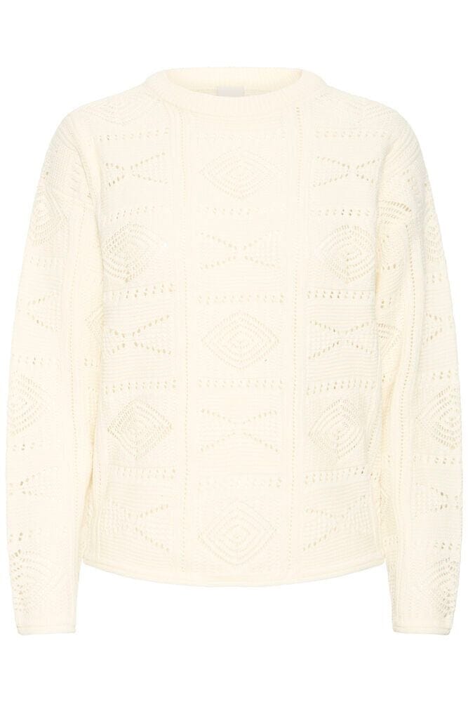 CLOUD DANCER LIGHT KNIT SWEATER, ICHI, light knit sweater women, cloud dancer sweater women, white knit sweater women, lightweight sweater women, everyday knit sweater