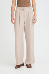 polished casual trousers, women office pants light beige