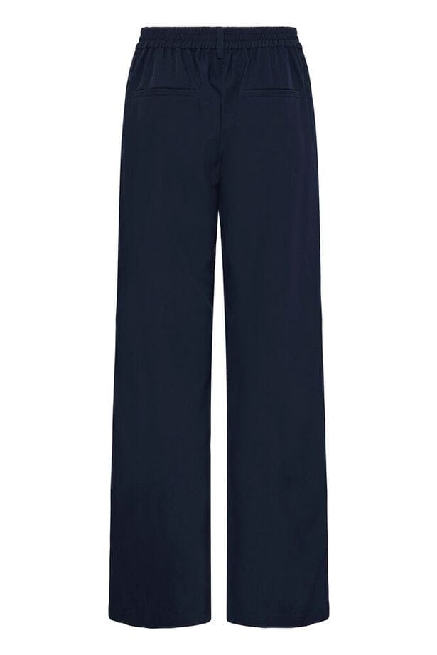 everyday work trousers women, modern navy pants, relaxed fit tailored trousers