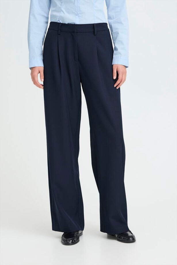 classic navy pants women, polished everyday trousers