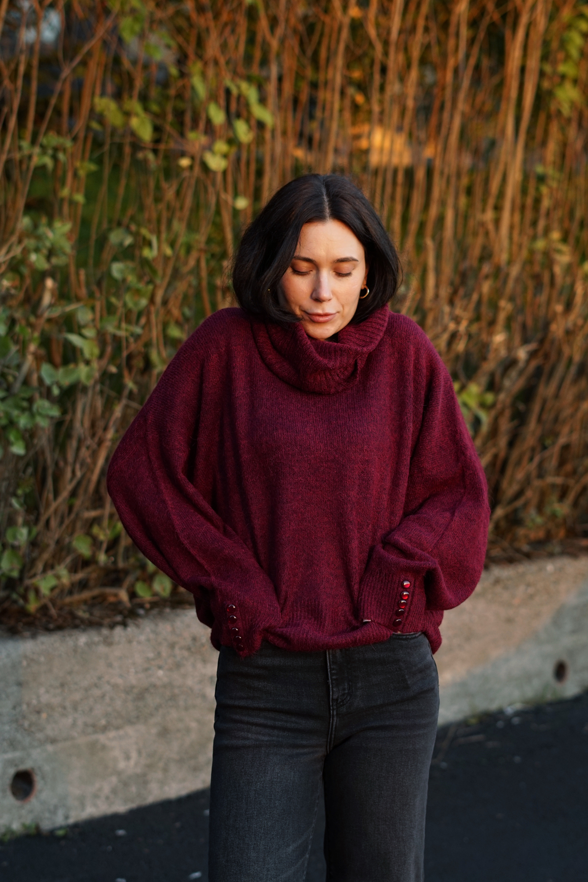 Sutton Cowl Neck Sweater- Burgundy