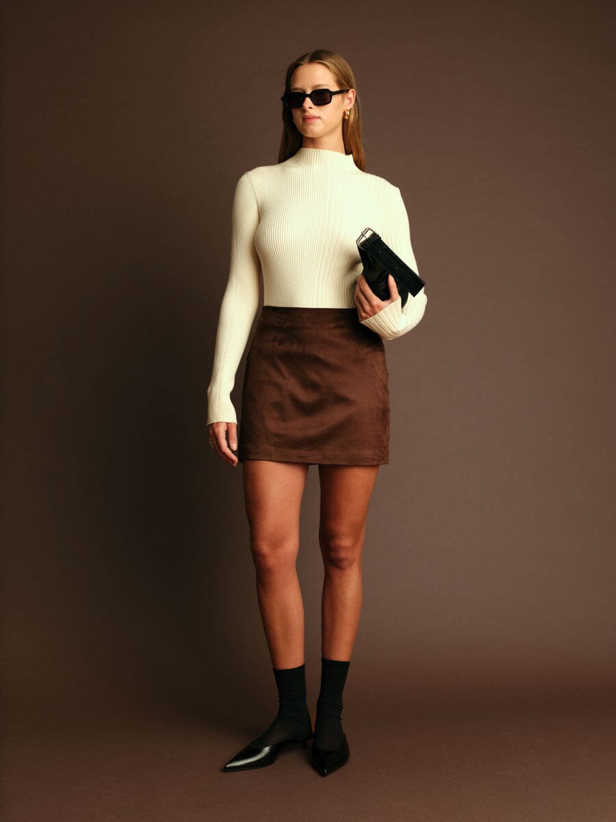 soft textured skirt, high waist mini 