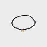 INDIE BRACELET, PILGRIM, black beaded bracelet, gold charm bracelet, minimalist black bracelet, gold plated jewelry, everyday black bracelet, modern beaded bracelet
