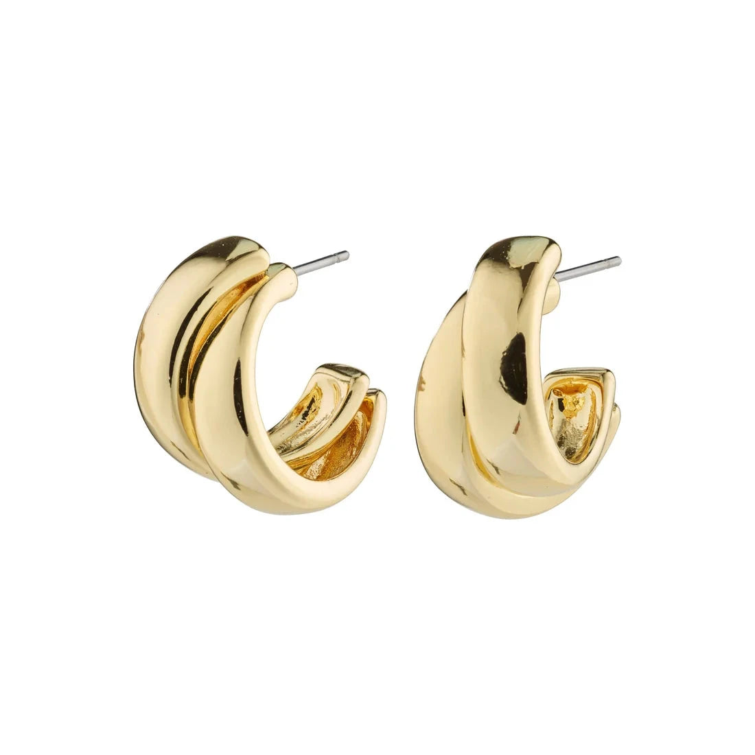 ORIT GOLD HOOP EARRINGS, PILGRIM, gold layered hoops, Orit gold earrings, sculptural gold hoops