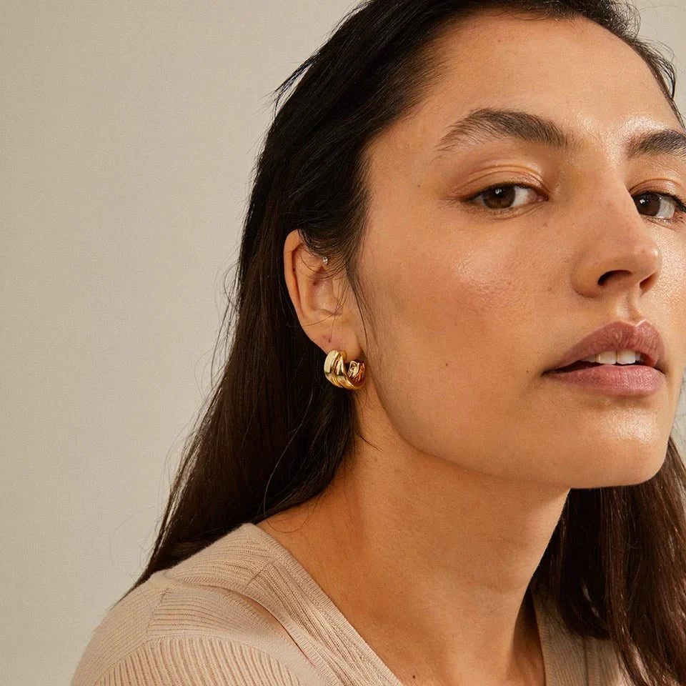 gold plated hoops, bold gold earrings