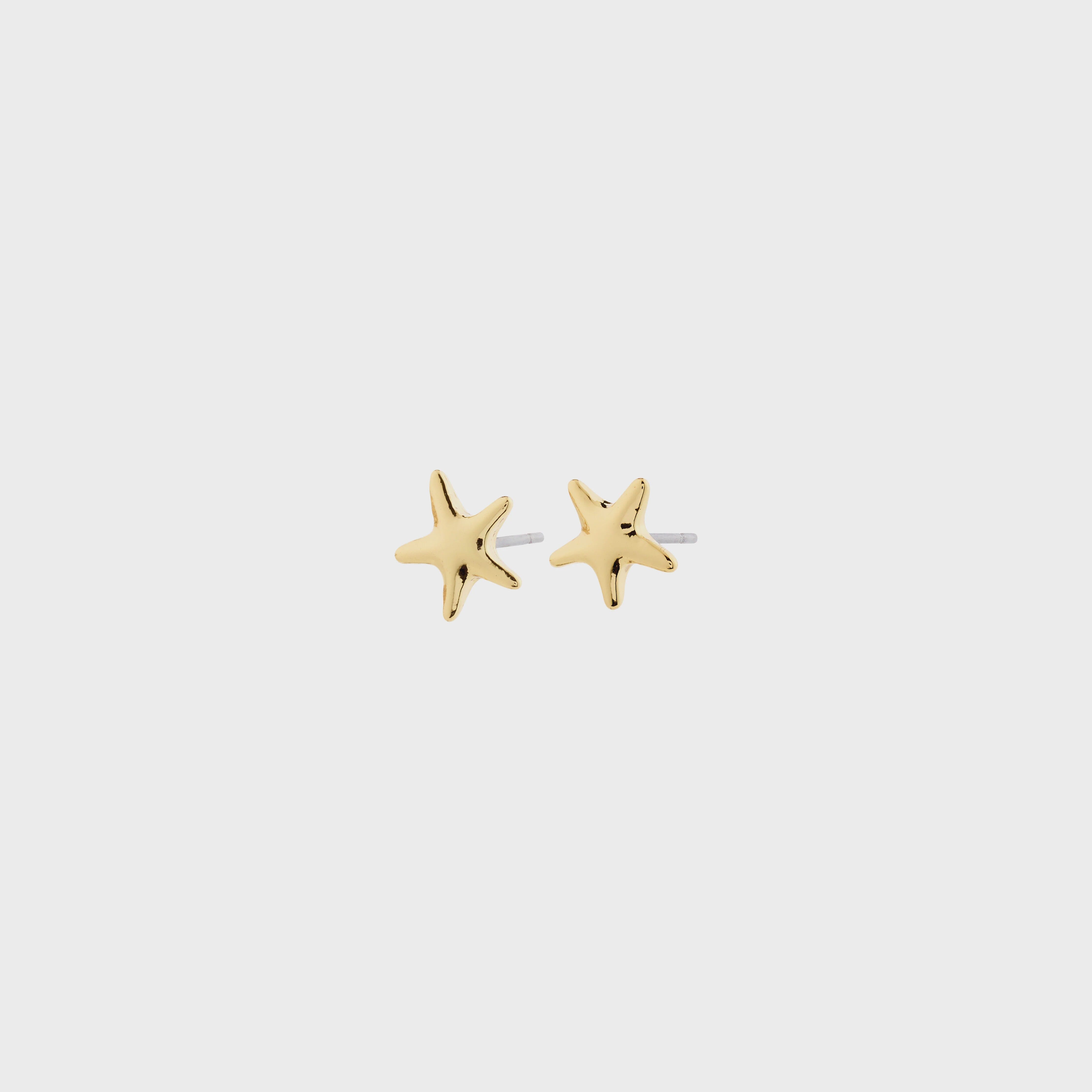 ANDRÉ gold earrings, PILGRIM, gold starfish earrings, gold ocean jewelry, gold plated star studs 