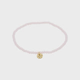 gold plated bracelet, pink beaded bracelet