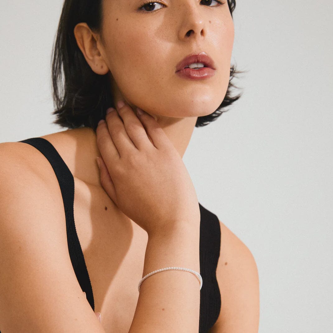 classic pearl accessory, fine silver bracelet with pearls