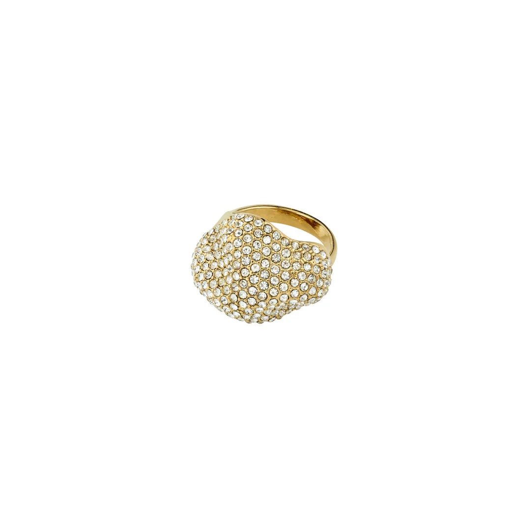 LAEL SPARKLE GOLD RING, PILGRIM,  sparkle gold ring, crystal dome ring, statement gold jewelry, glamorous cocktail ring