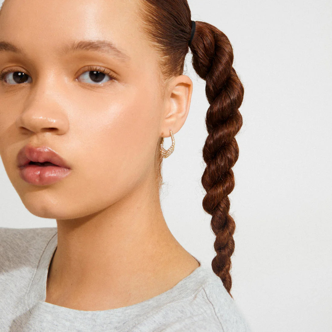 gold plated crystal earrings, statement crystal hoops