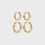 GOLD HOOP SET, PILGRIM, gold hoop earrings, textured hoop set, layered gold hoops, organic gold jewelry 