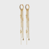 DRUE HOOPS WITH CRYSTAL CHAINS, PILGRIM, gold chain drop earrings, crystal hoop earrings, statement gold earrings 