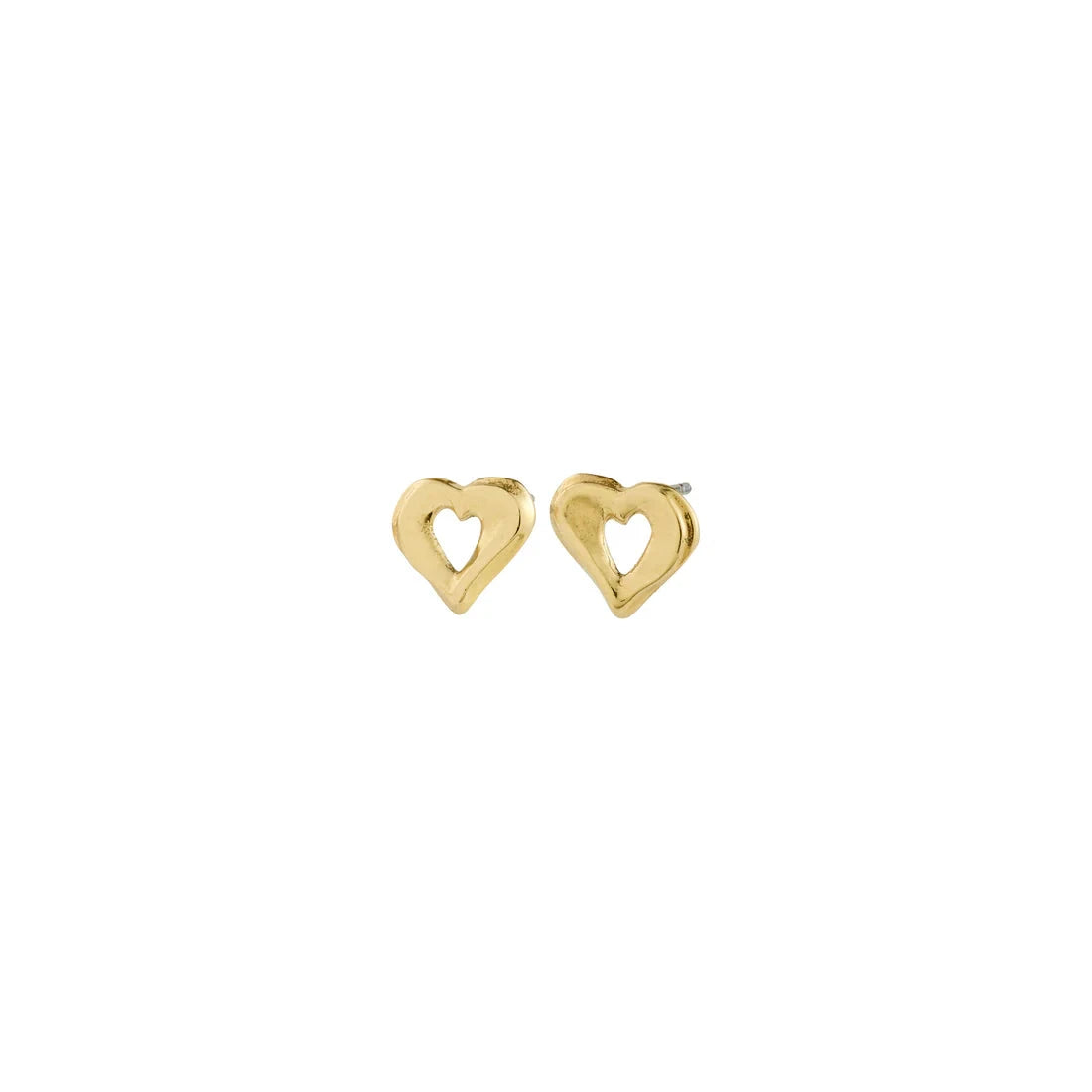 gold plated studs, everyday gold earrings, minimalist gold jewelry, heart stud jewelry, modern gold studs