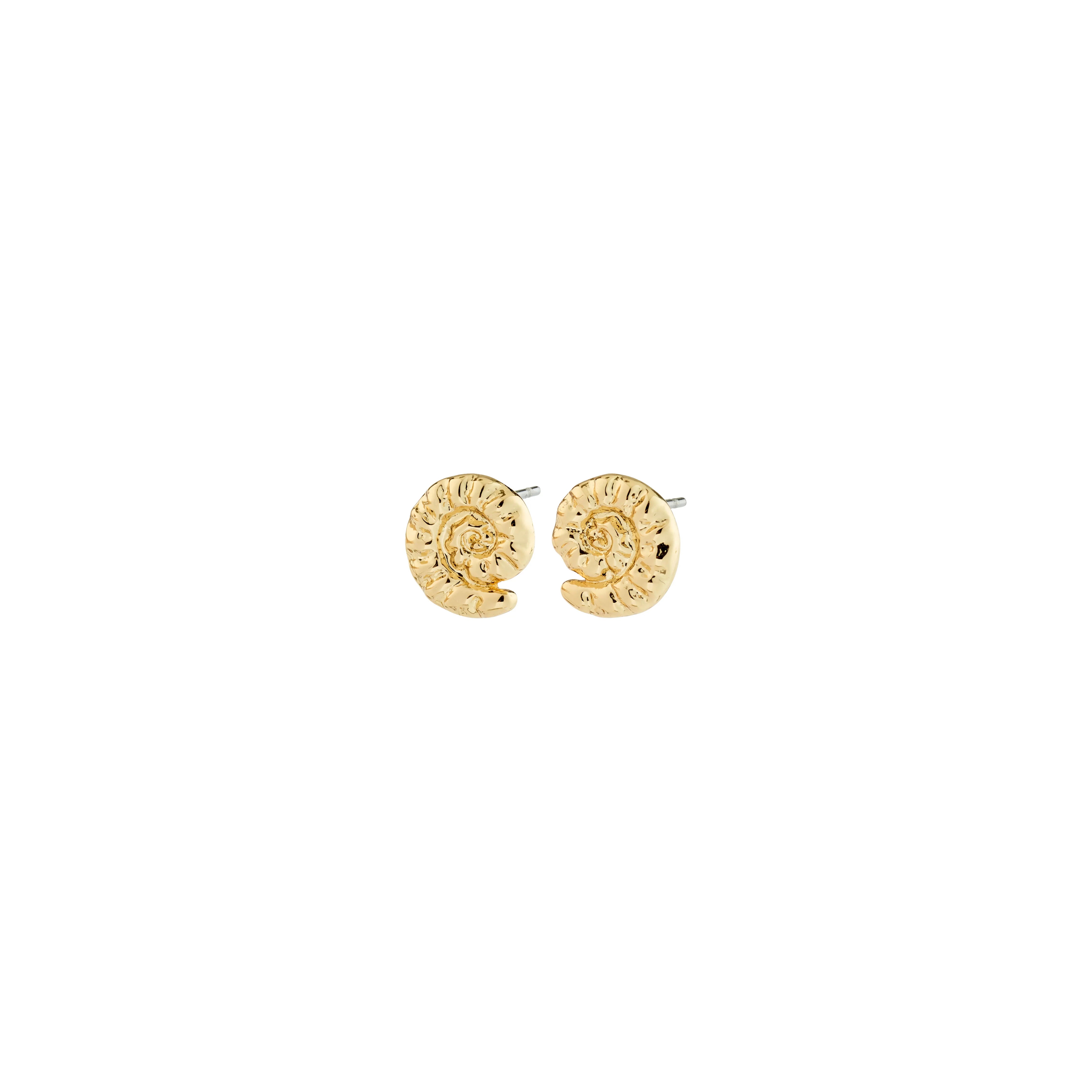 gold shell inspired earrings, gold spiral earrings, small statement earrings, LORDON jewelry collection