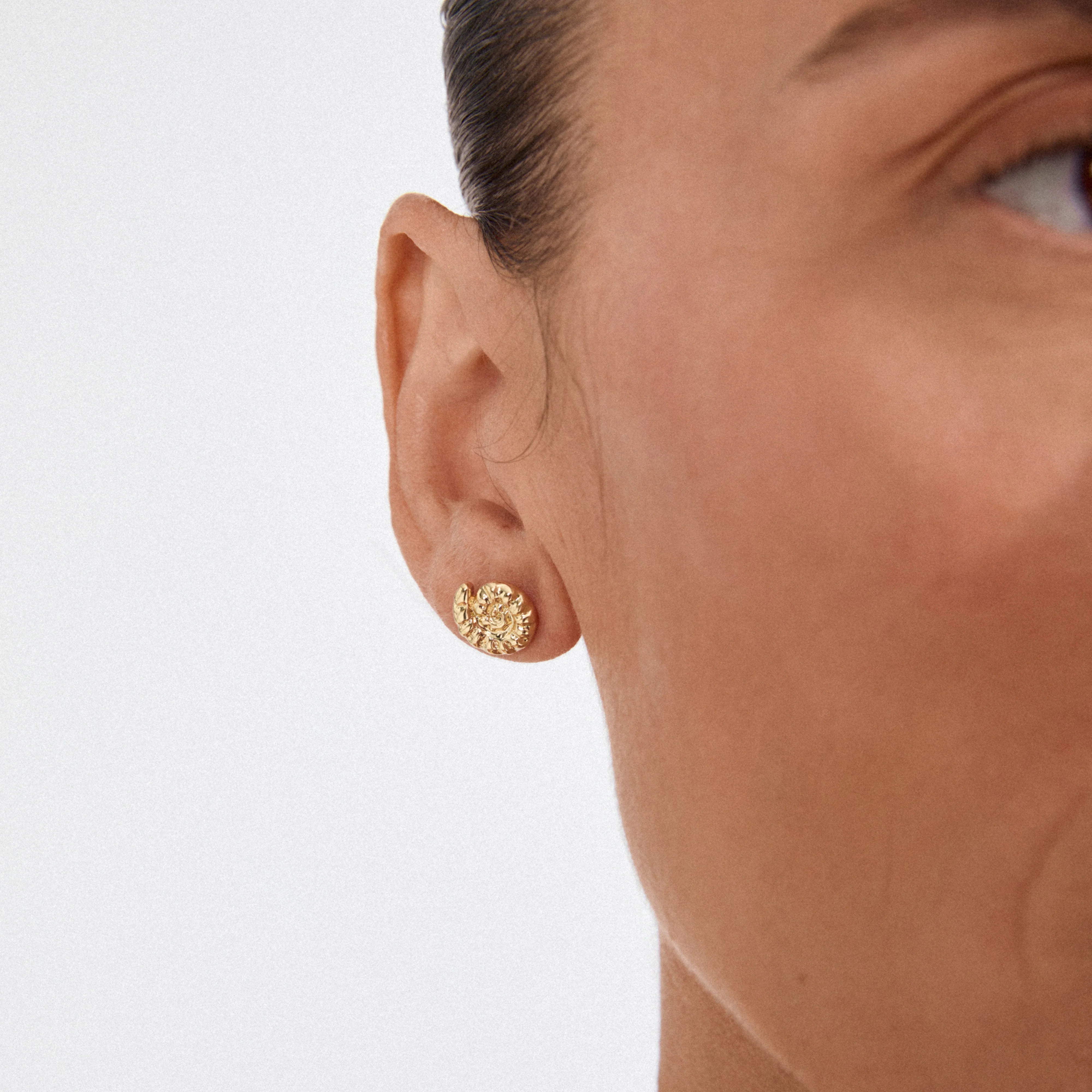 womens gold plated jewelry, everyday gold earrings, trendy gold studs, polished gold earrings, sculptural gold earrings, gold fashion jewelry, modern gold stud earrings, chic gold accessories