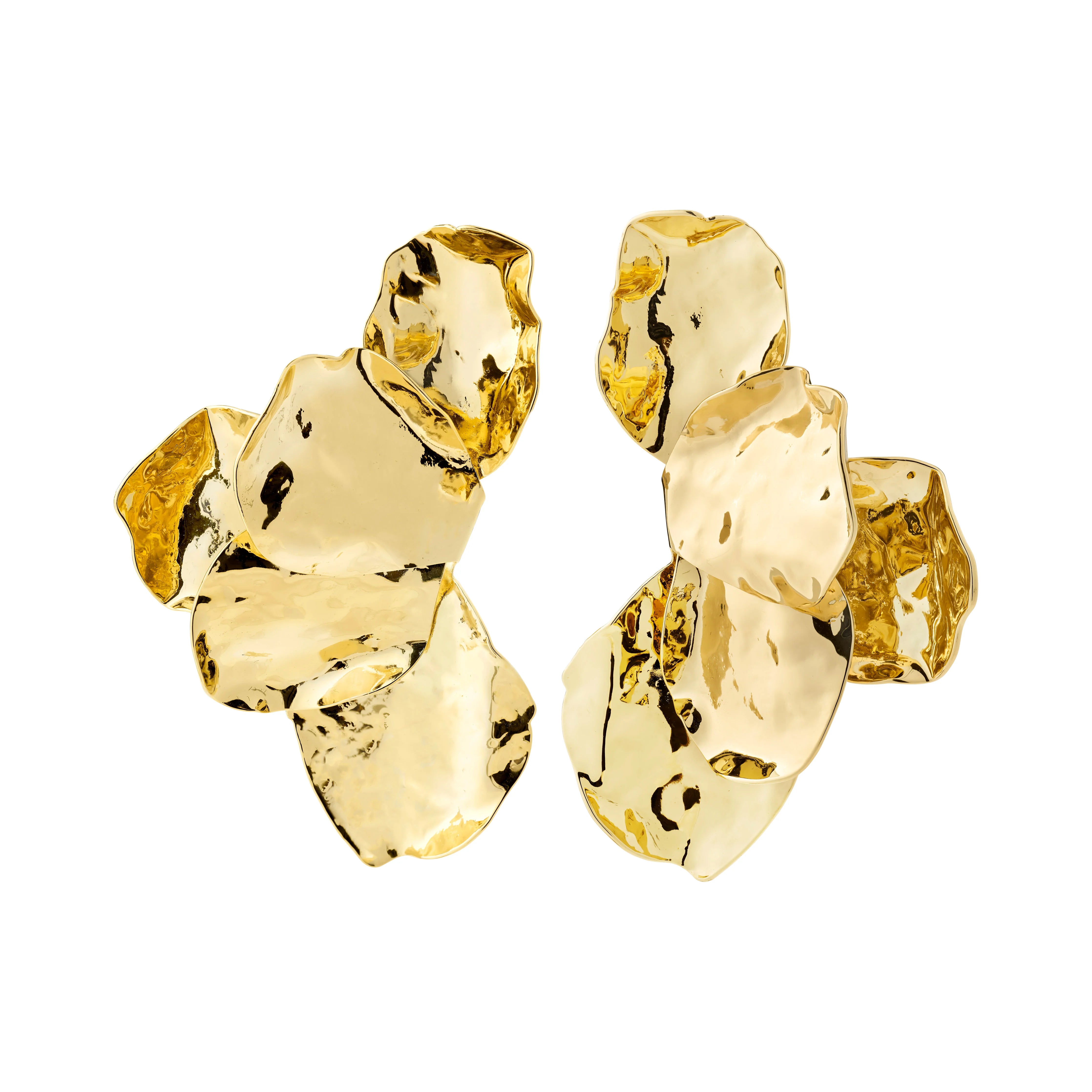 organic shape earrings gold, gold fashion jewelry, statement jewelry for women, runway inspired earrings, vacation statement jewelry, textured gold earrings, LORDON jewelry collection