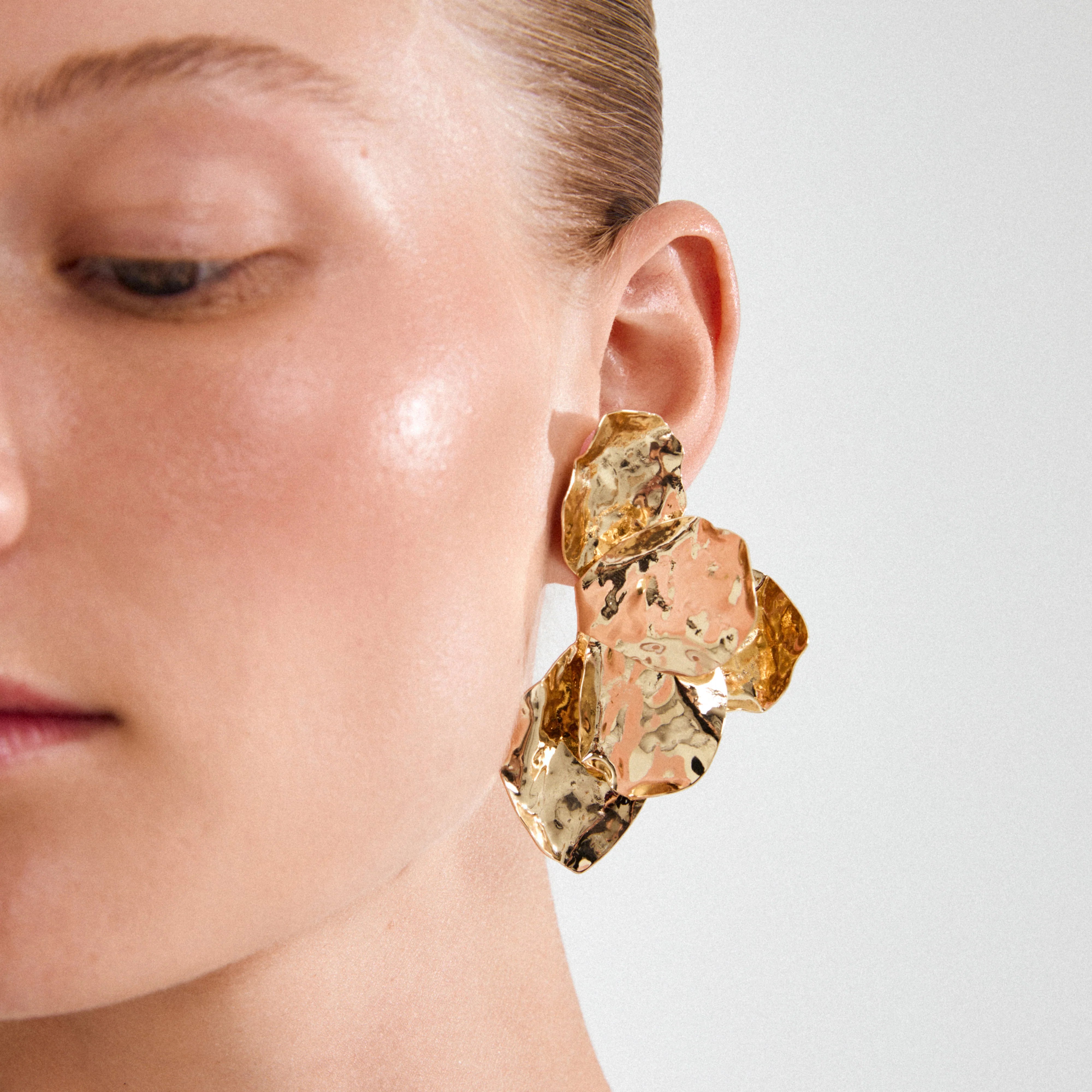 artistic gold jewelry, fashion earrings for women, polished gold statement earrings, elevated evening jewelry, trendy womens accessories