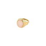  gold statement ring, everyday gemstone ring, modern gold ring, oval stone ring, women gold jewelry