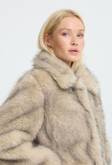 faux fur jacket beige, winter faux fur coat