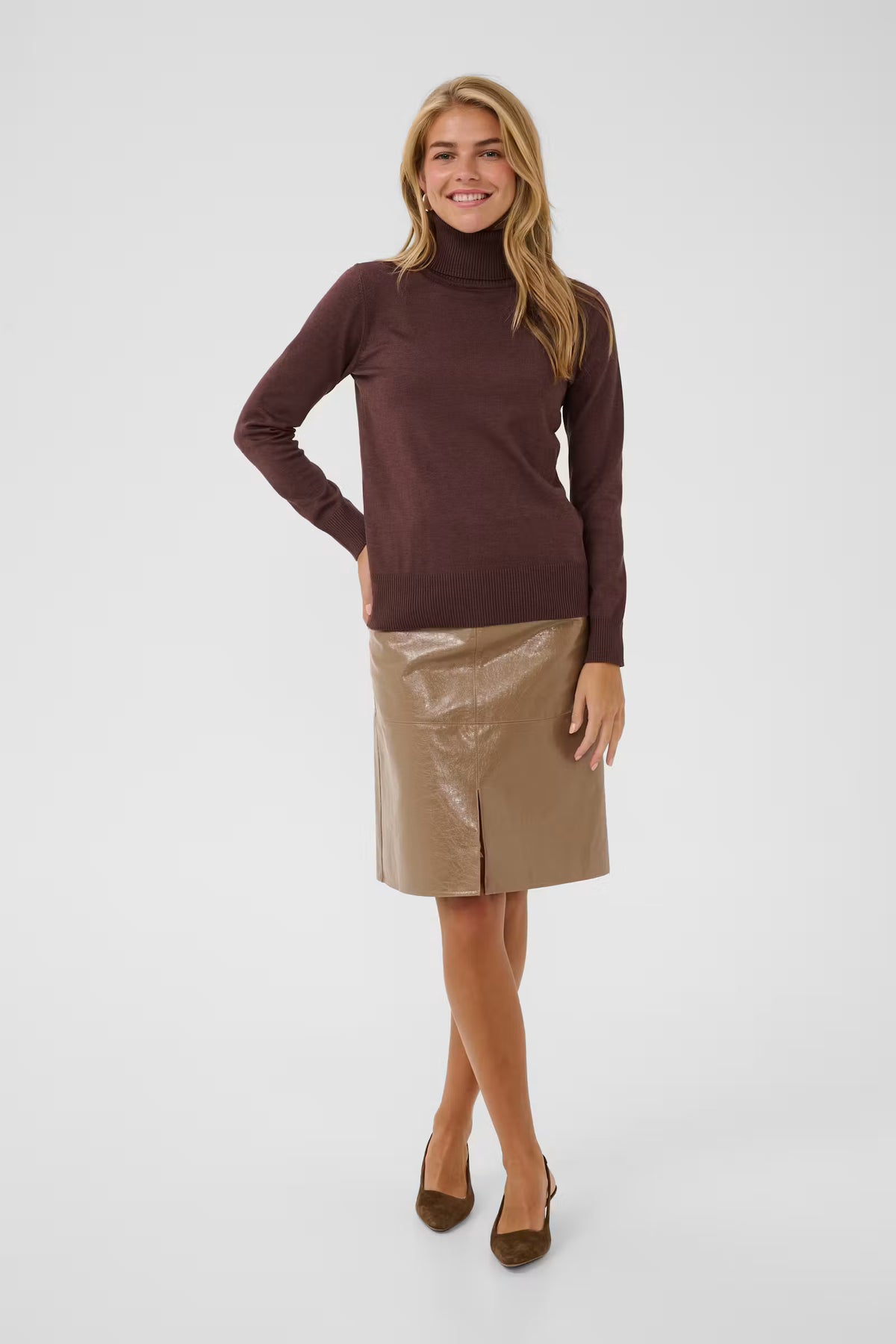 VEDA COATED MIDI SKIRT