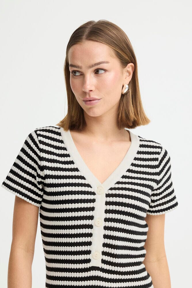 black mens dress shoe Black and White Stripe Knit Dress for Women | Coastal Casual Fit main image 1
