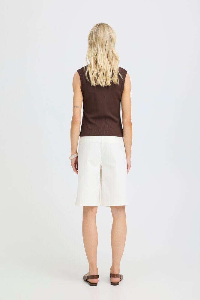 polished casual summer top, versatile brown knit top, everyday sleeveless knit women, earthy tone womens clothing, ribbed button front top women, LORDON java button down vest