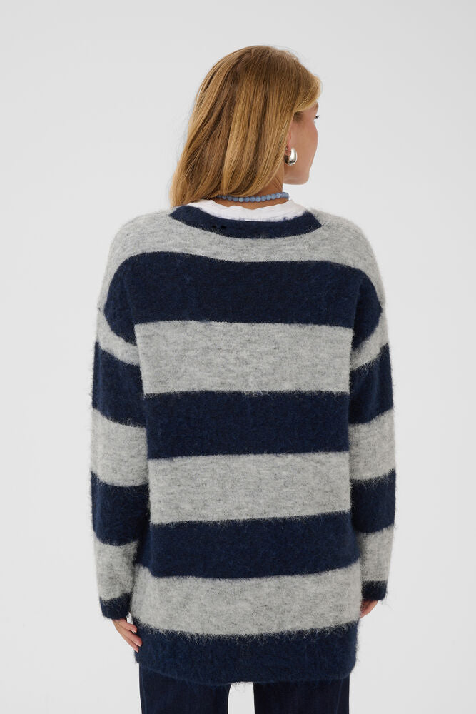 NORA BRUSHED STRIPE CARDIGAN
