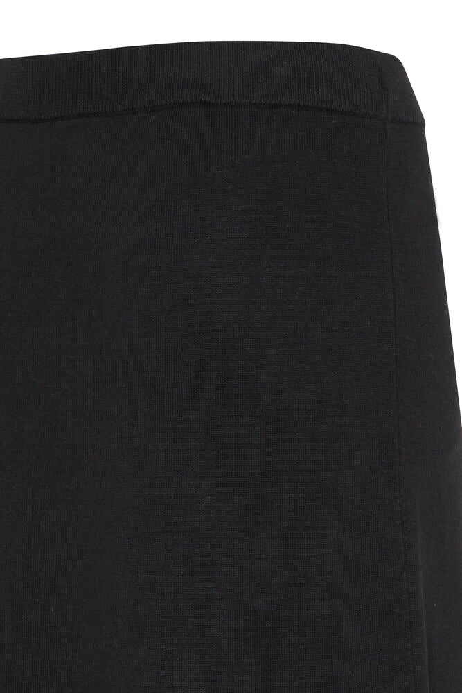 BLACK LIGHTWEIGHT KNIT MIDI SKIRT