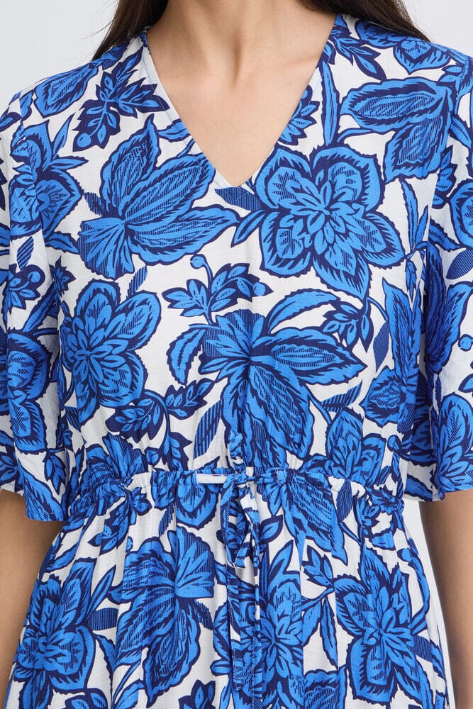 Blue Floral Midi Dress for Women | Flowy Summer Silhouette
