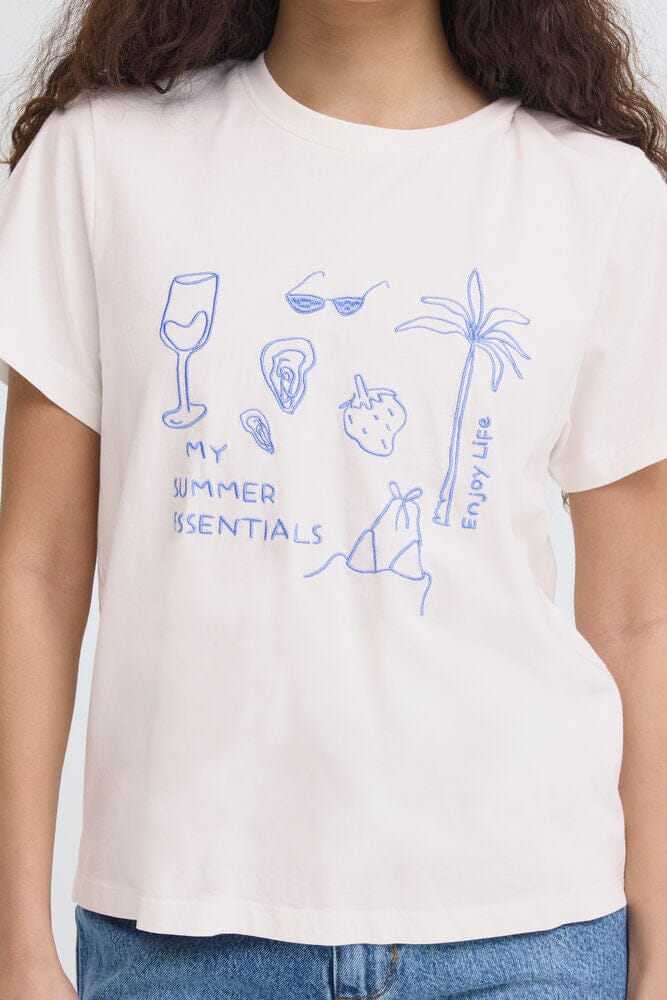 blue graphic white tee, vacation inspired t shirt, womens printed tee summer, relaxed fit graphic tee, lightweight summer top women