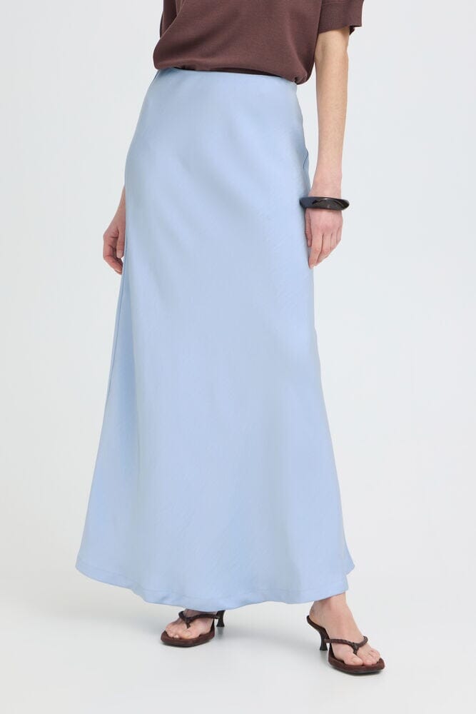 blue silky midi skirt, satin midi skirt blue, silky skirt women blue, bias cut midi skirt