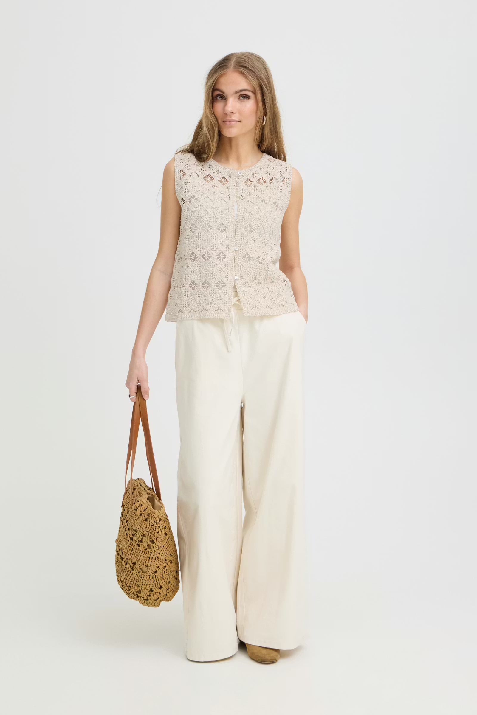 DIAMOND LACE BUTTON UP BLOUSE Top ICHI 