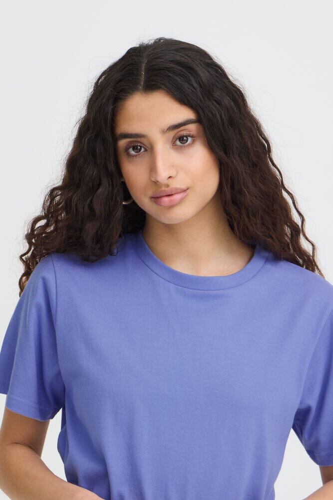 spring summer blue top, clean aesthetic t shirt women, soft cotton blue tee, relaxed style outfit top