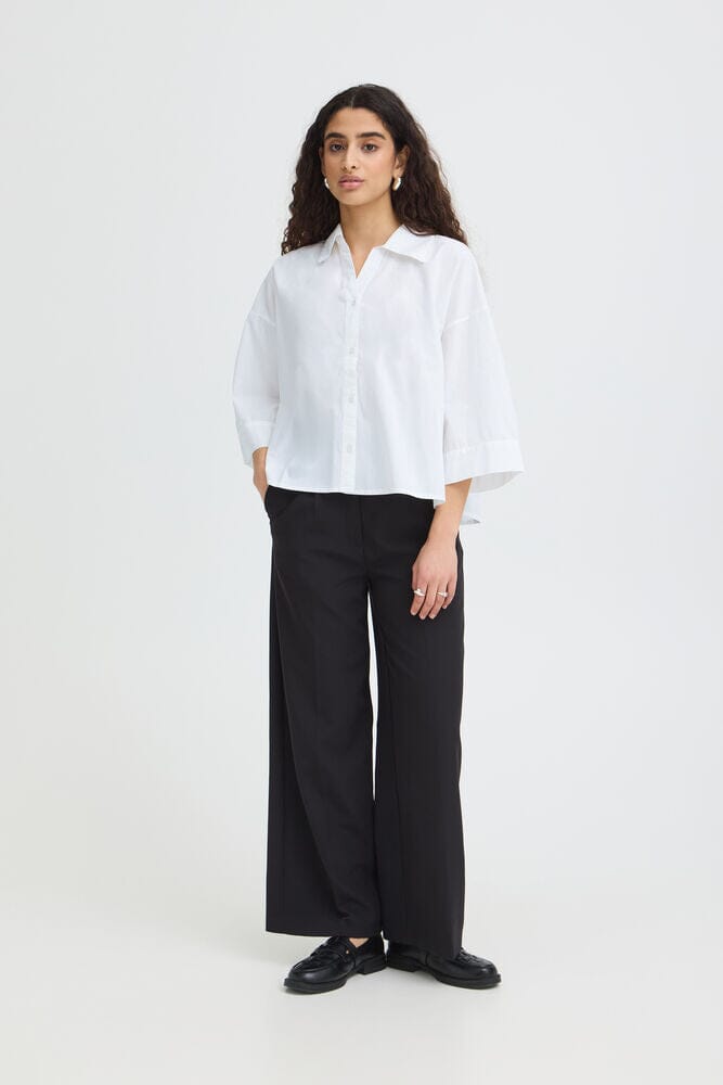 relaxed fit shirt white, womens boxy blouse white, classic white shirt women, modern button up shirt