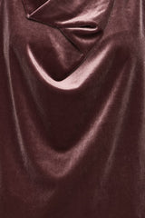 velvet cowl top, relaxed velvet blouse, rich brown velvet shirt